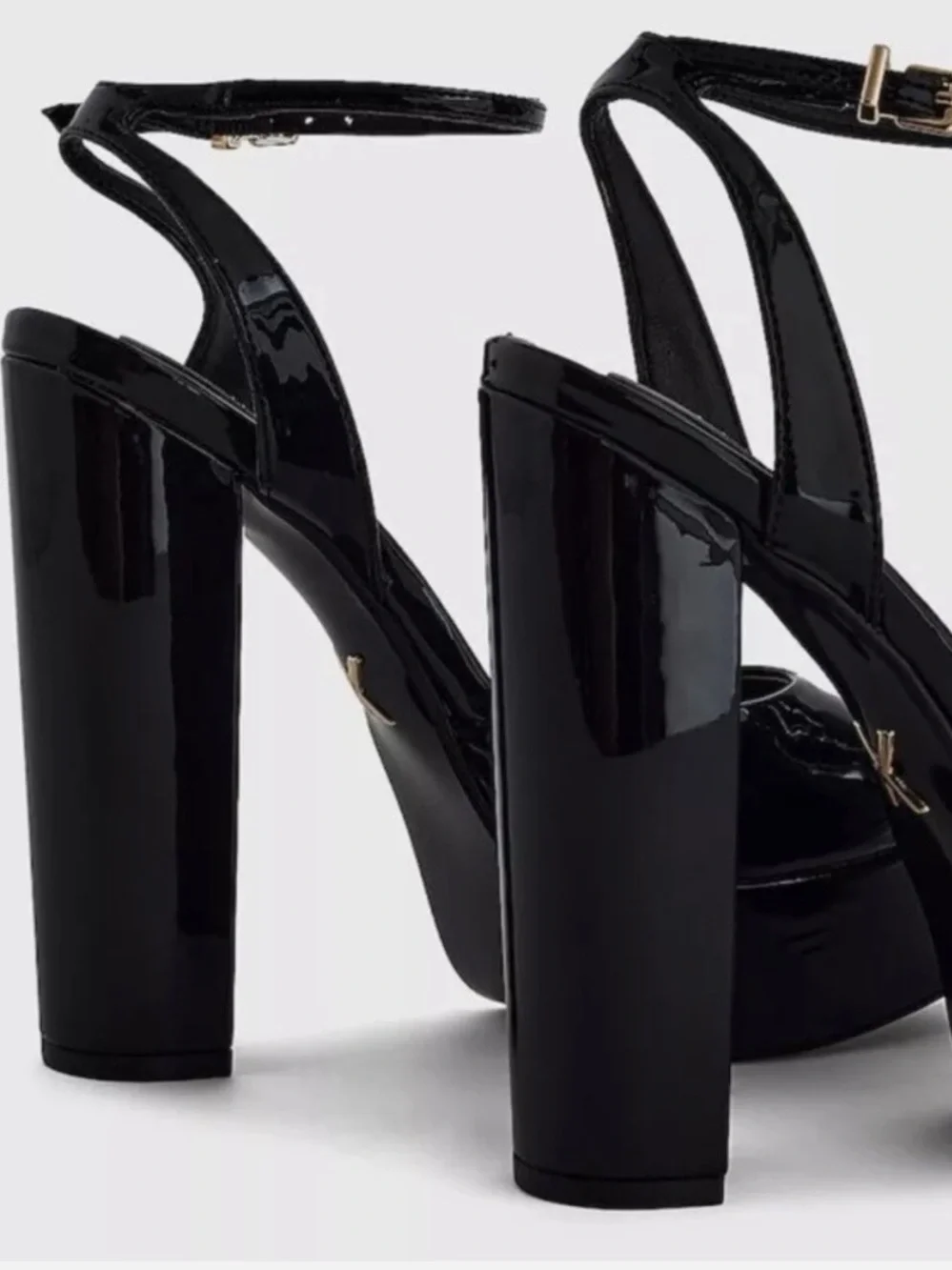 Express Black Patent Platform Pumps